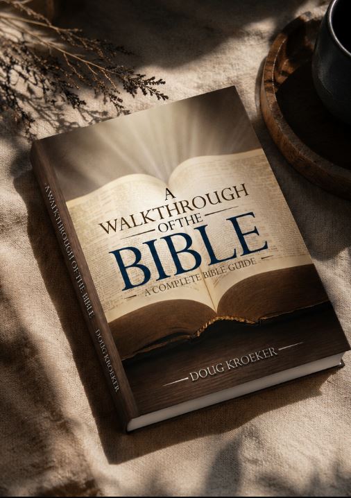 A Walkthrough of the Bible book cover, resting on linen